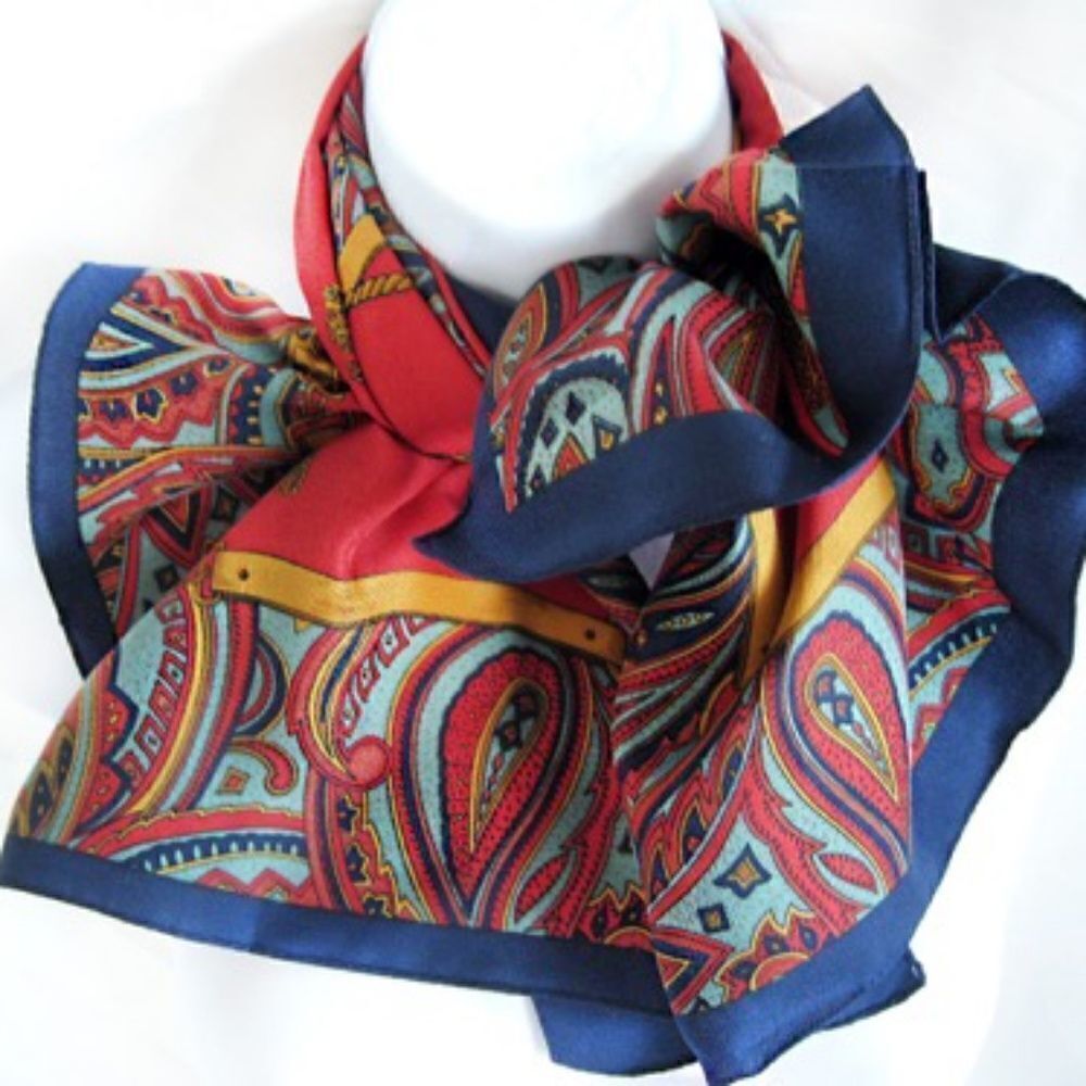 30" SQ ITALIAN POLY COLORFUL PAISLEY DESIGN SCARF